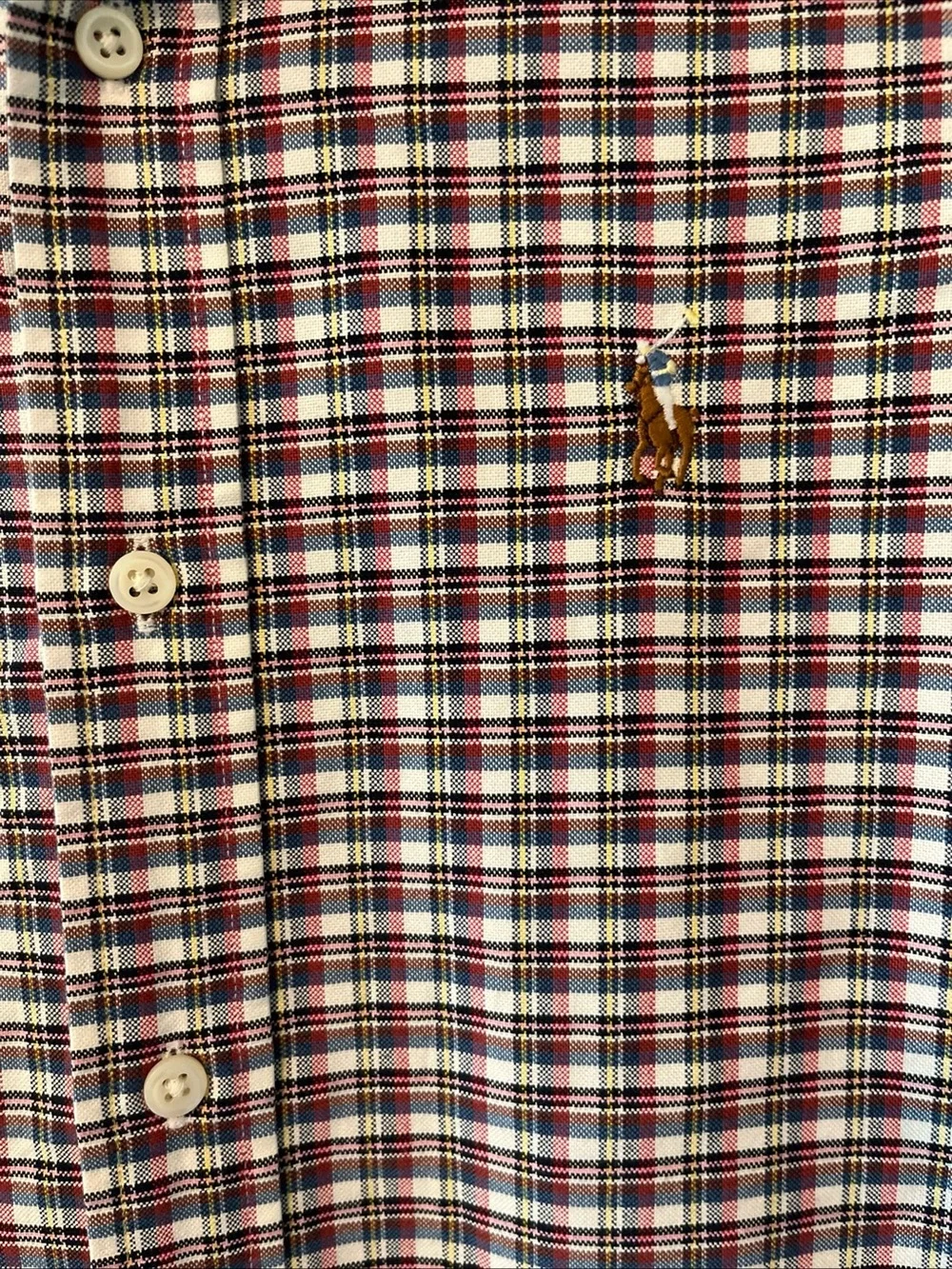 Men’s Ralph Lauren Custom Fit Blue Red Plaid Long Sleeve Button Up Shirt Small